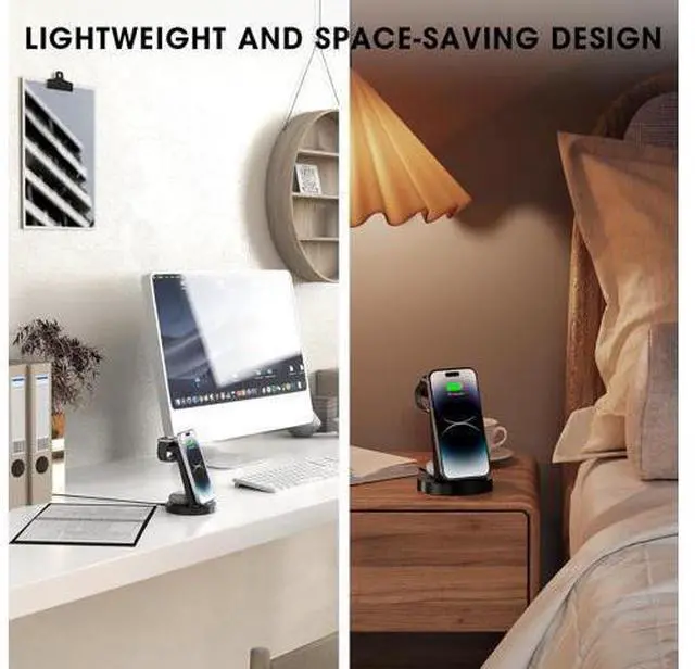 Alt view image 12 of 12 - 3 in 1 Charging Station for iPhone, Wireless Charger for iPhone 15 14 13 12 11 X Pro Max & Apple Watch - Wireless Charging Station for 3 2
