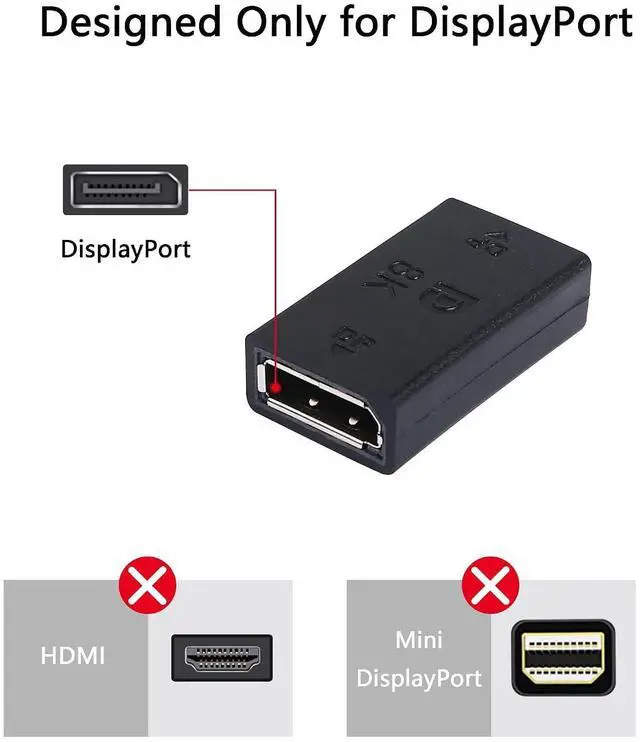Alt view image 7 of 10 - 8K DisplayPort to DisplayPort Coupler 1.4, DP Female to DP Female Extension Adapter Ultra High Speed Support 8K@60Hz 4K@144Hz(2-Pack)