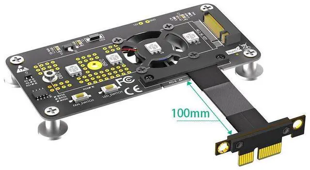 Alt view image 9 of 14 - M.2 NVME SSD Adapter with Fan, Supports 2242/2260/2280 Drives, PCIe x4 Extension Cable (PCIe x1, 10cm)