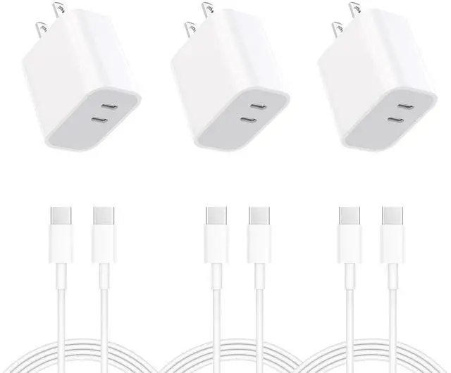Alt view image 8 of 14 - iPhone 17 16 15 Charger 3-Pack Dual Port USB C Fast Charging Block with 6ft c to c Cable Type C Wall Charger Plug for iPhone 17 Pro Max/17 Pro/17/16 15 Pro Max/16 15 Pro/16 15 (Pure White, 6ft)