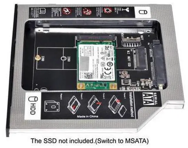 Alt view image 11 of 12 - Vszerda MSATA NGFF B/M-Key SSD to Slimline SATA 13Pin Caddy Case for 9.5mm Universal Laptop CD/DVD-ROM Optical Bay