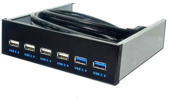 Alt view image 3 of 4 - 6 Port UB 3.0 + UB2.0 5.25 Inch Floppy Bay Front Panel With Power Adapter UB 3.0 Hub pilitter 2Port ub3.0 4Port ub2.0
