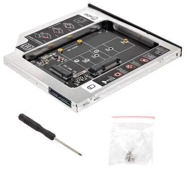 Alt view image 12 of 12 - Vszerda MSATA NGFF B/M-Key SSD to Slimline SATA 13Pin Caddy Case for 9.5mm Universal Laptop CD/DVD-ROM Optical Bay