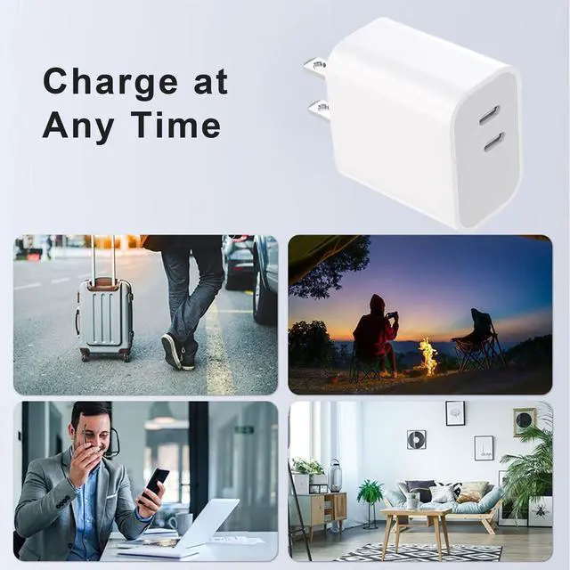Alt view image 11 of 14 - iPhone 17 16 15 Charger 3-Pack Dual Port USB C Fast Charging Block with 6ft c to c Cable Type C Wall Charger Plug for iPhone 17 Pro Max/17 Pro/17/16 15 Pro Max/16 15 Pro/16 15 (Pure White, 6ft)