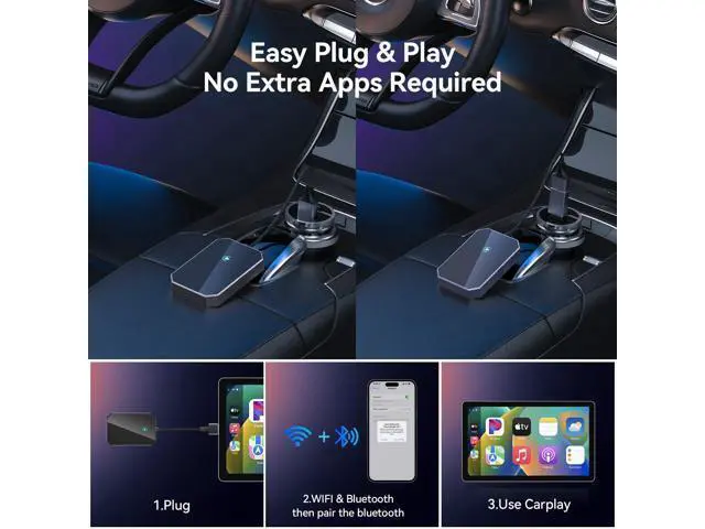 Alt view image 7 of 10 - Mavulo Wireless CarPlay Adapter for iPhone,Converts Wired to Wireless,Plug & Play Car Play Wireless Adapter Fit for Cars from 2017 & for iPhone iOS10+