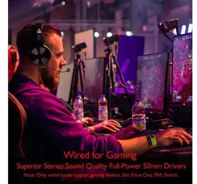 Alt view image 9 of 10 - Wired Wireless Bluetooth Headphone With Boom Mic Stereo Wireless Headphones Gaming Headset For Phone Computer PC Gamer