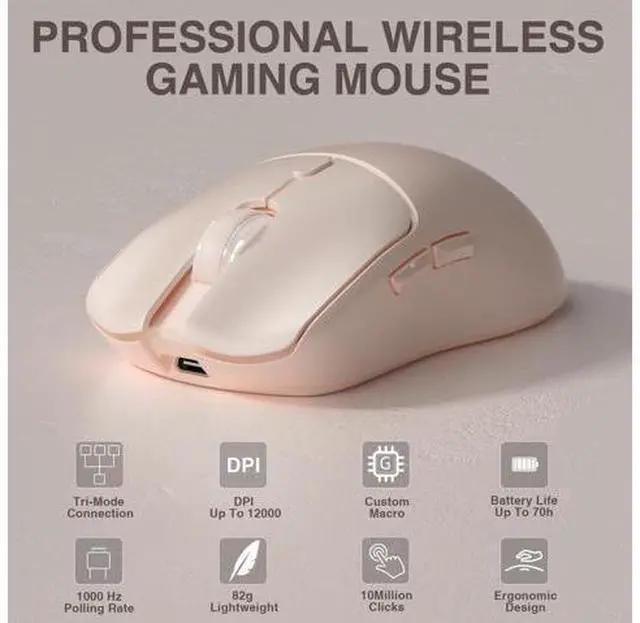 Alt view image 9 of 14 - Vszerda SC580X Wireless Gaming Mouse, Tri-Mode 2.4G/BT5.0/USB-C Gaming Mice with 12000 DPI, 6 Programmable Buttons, Rechargeable Computer Mouse for Laptop/PC/Mac/Tablet
