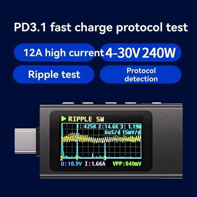 Alt view image 10 of 14 - KWS-X1 Power Meter Type-C Tester Multifunction Digital Display DC Voltage Ammeter Power Meter for Electrician Tool