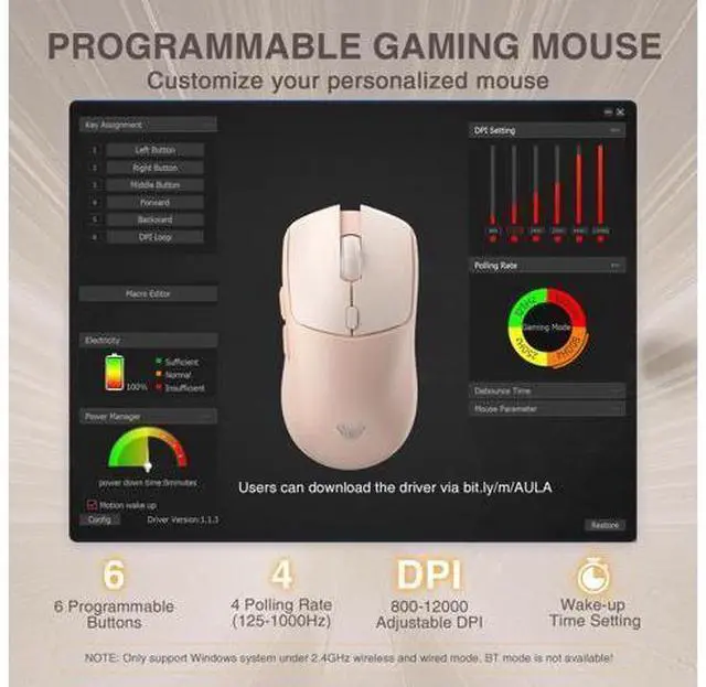 Alt view image 13 of 14 - Vszerda SC580X Wireless Gaming Mouse, Tri-Mode 2.4G/BT5.0/USB-C Gaming Mice with 12000 DPI, 6 Programmable Buttons, Rechargeable Computer Mouse for Laptop/PC/Mac/Tablet