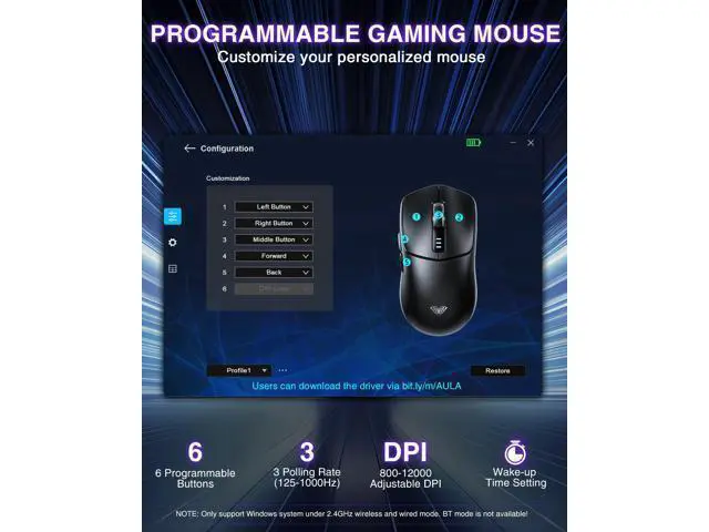 Alt view image 14 of 14 - Vszerda SC580X Wireless Gaming Mouse, Tri-Mode 2.4G/BT5.0/USB-C Gaming Mice with 12000 DPI, 6 Programmable Buttons, Rechargeable Computer Mouse for Laptop/PC/Mac/Tablet
