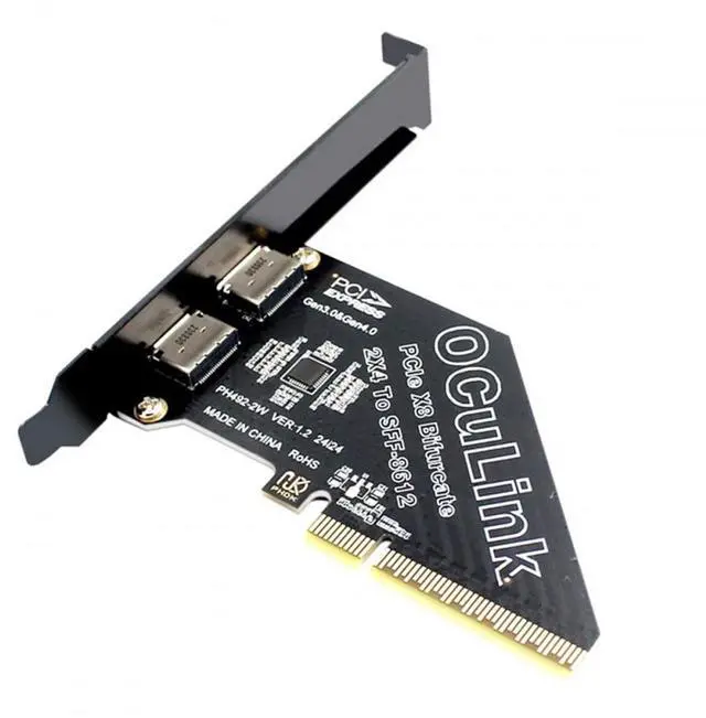 Alt view image 6 of 10 - CY Adapter PCI-Express 4.0 PCIE 8X Detachable to Dual Oculink SFF-8612 SFF-8611 VROC Raid0 Adapter for U.2 SSD eGPU External Graphics Card Dock