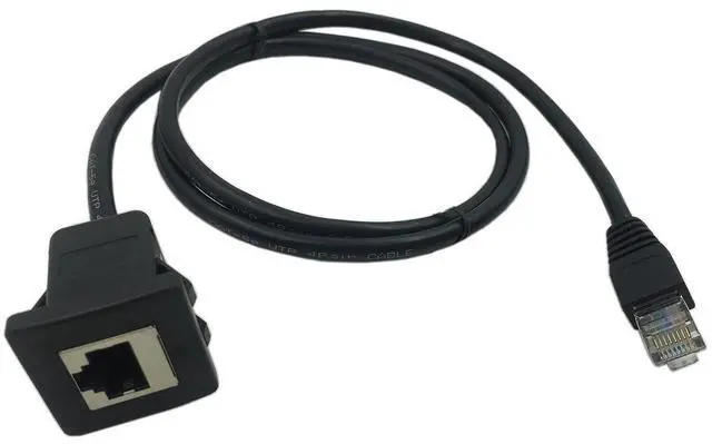 Alt view image 9 of 14 - RJ45 Male to Female LAN Ethernet Network Cat 5e Panel Mount Cable (Black)(1m)