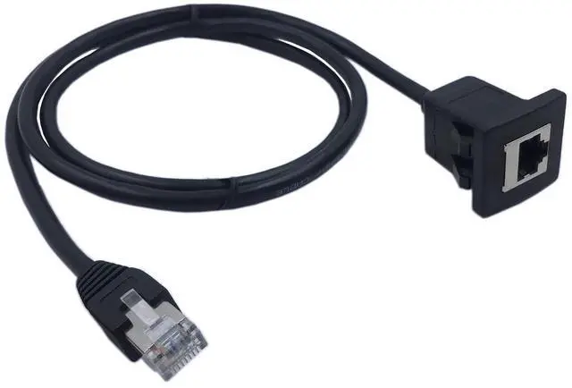 Alt view image 8 of 14 - RJ45 Male to Female LAN Ethernet Network Cat 5e Panel Mount Cable (Black)(1m)