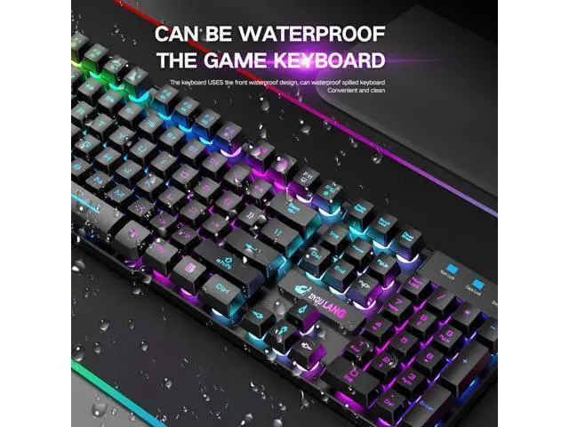 Alt view image 12 of 12 - Wireless Gaming Keyboard and Mouse Combo Rainbow Backlight Quiet Ergonomic Mechanical Feeling Anti-ghosting Keyboard Mouse with Rechargeable 4000mAh Battery Mouse Pad for Computer Mac Gamer