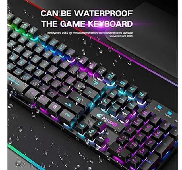 Alt view image 12 of 12 - Wireless Gaming Keyboard and Mouse Combo Rainbow Backlight Quiet Ergonomic Mechanical Feeling Anti-ghosting Keyboard Mouse with Rechargeable 4000mAh Battery Mouse Pad for Computer Mac Gamer