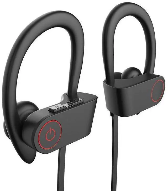 Alt view image 8 of 14 - IPX7 Waterproof Wireless Headset Sports Bass Wireless Bluetooth 5.0 Earphones Hanging Ear with Microphone (Red)