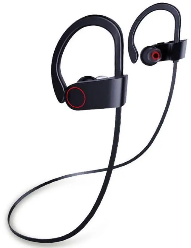 Alt view image 10 of 14 - IPX7 Waterproof Wireless Headset Sports Bass Wireless Bluetooth 5.0 Earphones Hanging Ear with Microphone (Red)