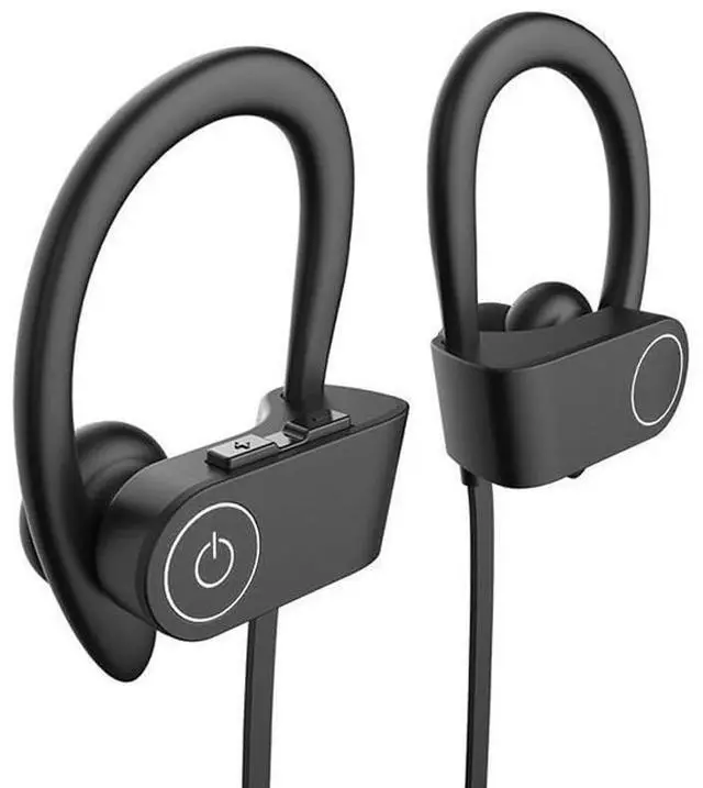 Alt view image 8 of 14 - IPX7 Waterproof Wireless Headset Sports Bass Wireless Bluetooth 5.0 Earphones Hanging Ear with Microphone (Silver)
