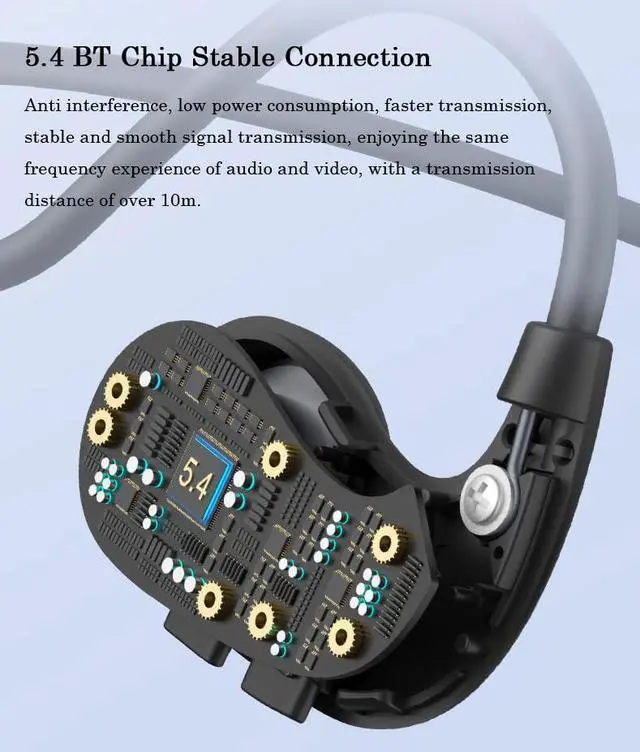 Alt view image 13 of 14 - OWS Wireless Air Conduction Sports Earphone Call Noise Reduction Open Ear Headphone Headset Low Bass Earbud (White)