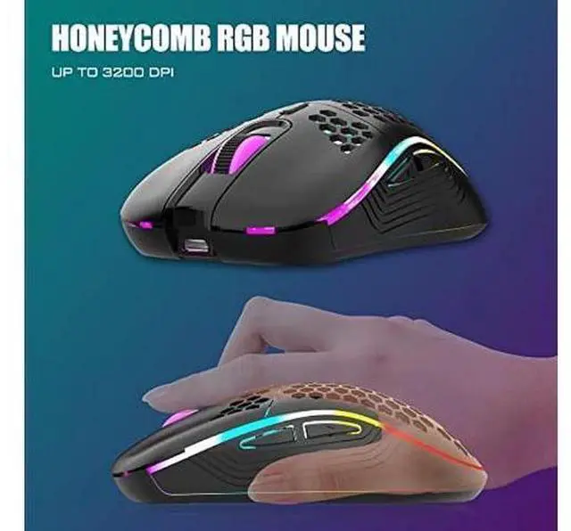 Alt view image 10 of 12 - RedThunder K84 Wireless Keyboard and Mouse Combo, Rainbow LED Backlit Rechargeable Battery, 75% Layout 84 Keys TKL Ultra Compact Gaming Keyboard & Lightweight 7200 DPI Honeycomb Optical Mouse (Black)