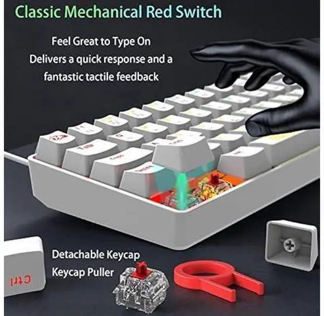 Alt view image 9 of 12 - K65 Pro 60% Gaming Keyboard and Mouse Combo Small Mini RGB Backlight Mechanical Keyboard and Ultralight Honeycomb Optical Mouse,Mouse Pad Linear Red Switch Anti-Ghosting for Xbox,PS4,PC,Laptop(white)