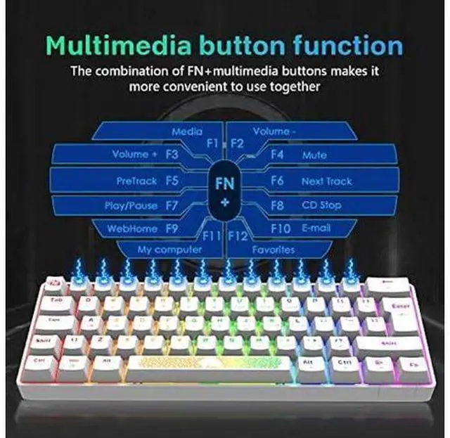 Alt view image 11 of 12 - K65 Pro 60% Gaming Keyboard and Mouse Combo Small Mini RGB Backlight Mechanical Keyboard and Ultralight Honeycomb Optical Mouse,Mouse Pad Linear Red Switch Anti-Ghosting for Xbox,PS4,PC,Laptop(white)