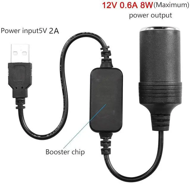 Alt view image 11 of 14 - 1ft USB A Male to 12V 8W Cigarette Lighter Socket Adapter Power Cable for Dash Cam, GPS, Car Led Light Strips, and Other Automotive Electronics