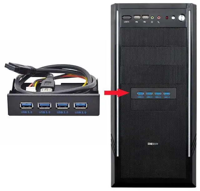 Alt view image 6 of 6 - USB 3.0 HUB 4 Ports Front Panel to Motherboard 20Pin Connector Cable for 3.5inch Floppy Bay