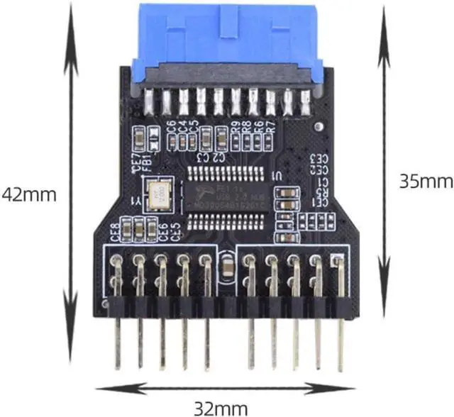 Alt view image 14 of 14 - chenyang USB 3.0 Front Panel Header 19Pin/20Pin 1 to 2 HUB 9Pin/10Pin Mainboard Header Extension Adapter