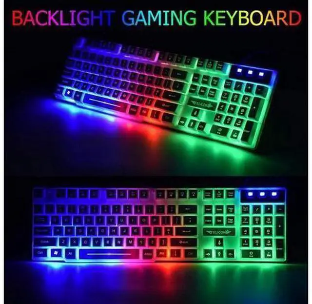 Alt view image 9 of 14 - Wired Gaming Keyboard and Mouse Headset Combo,Rainbow LED Backlit Wired Keyboard,Over Ear Headphone with Mic,Rainbow Backlit Gaming Mice,Mouse Pad,for PC,Laptop,Mac,PS4,Xbox(White)