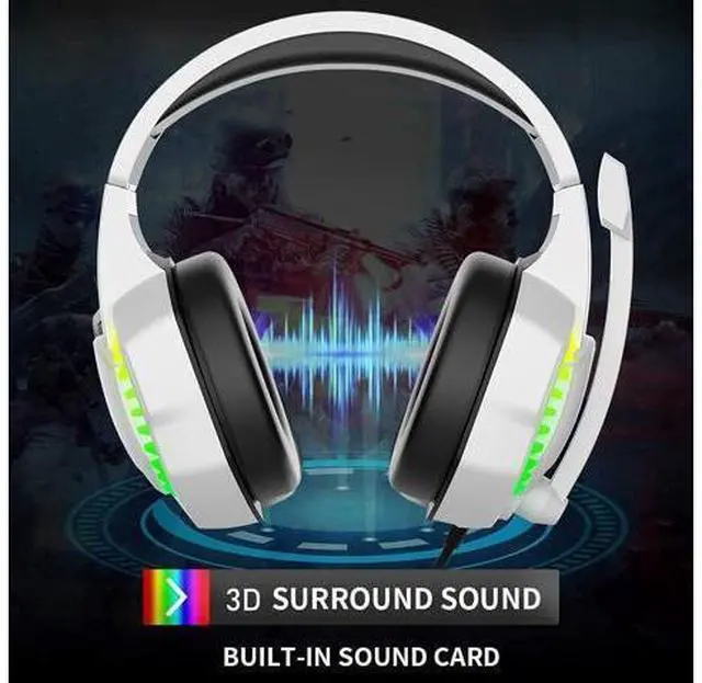 Alt view image 12 of 14 - Wired Gaming Keyboard and Mouse Headset Combo,Rainbow LED Backlit Wired Keyboard,Over Ear Headphone with Mic,Rainbow Backlit Gaming Mice,Mouse Pad,for PC,Laptop,Mac,PS4,Xbox(White)