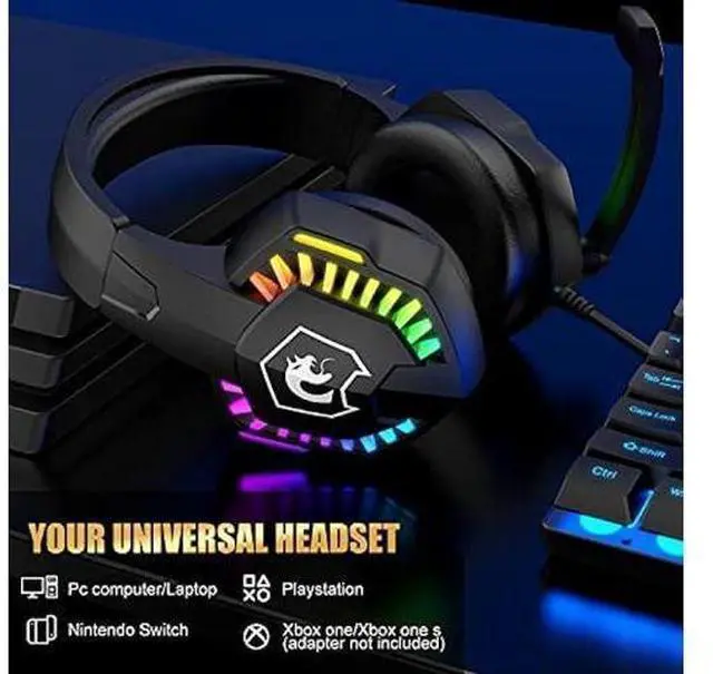 Alt view image 12 of 14 - Wired Gaming Keyboard and Mouse Headset Combo,Rainbow LED Backlit Wired Keyboard,Over Ear Headphone with Mic,Rainbow Backlit Gaming Mice,Mouse Pad,for PC,Laptop,Mac,PS4,Xbox(Black)