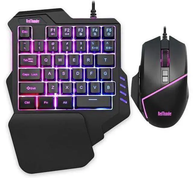 Alt view image 8 of 14 - RedThunder One-Handed RGB Gaming Keyboard and Mouse Combo, 35 Keys Mini Gaming Keypad, 6400 DPI Mouse, Portable Game Controller for PC Gamer