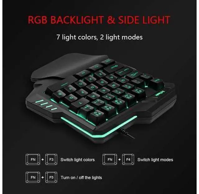 Alt view image 9 of 14 - RedThunder One-Handed RGB Gaming Keyboard and Mouse Combo, 35 Keys Mini Gaming Keypad, 6400 DPI Mouse, Portable Game Controller for PC Gamer