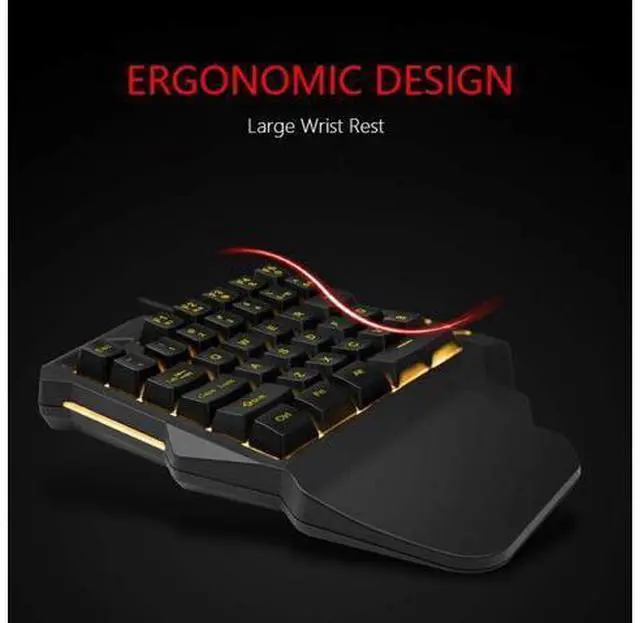 Alt view image 10 of 14 - RedThunder One-Handed RGB Gaming Keyboard and Mouse Combo, 35 Keys Mini Gaming Keypad, 6400 DPI Mouse, Portable Game Controller for PC Gamer