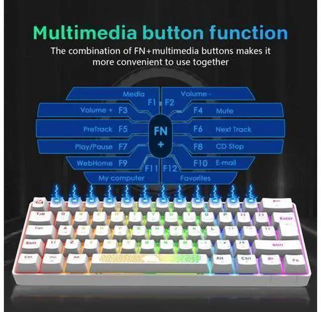Alt view image 12 of 14 - K65 Pro 60% Gaming Keyboard and Mouse Combo Small Mini RGB Backlight Mechanical Keyboard and Ultralight Honeycomb Optical Mouse,Mouse Pad Linear Red Switch Anti-Ghosting for Xbox,PS4,PC,Laptop(White)