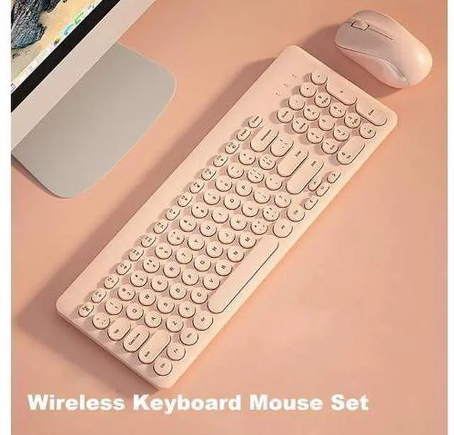 Alt view image 8 of 8 - Wireless Keyboard with Mouse Combo, 2.4G Full Size Keyboard with Round Keycap and Silent Optical Mice Set for Computer PC Laptop (Pink)