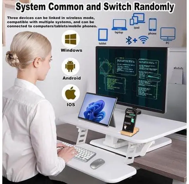 Alt view image 9 of 12 - Wireless Keyboard and Mouse Combo Tri-Mode 2.4G Bluetooth Keyboard Mouse Portable Slim 78 Keys Multi Device Keyboard 1600 DPI Optical Wireless Mouse with USB Receiver for IOS Android Windows Laptop