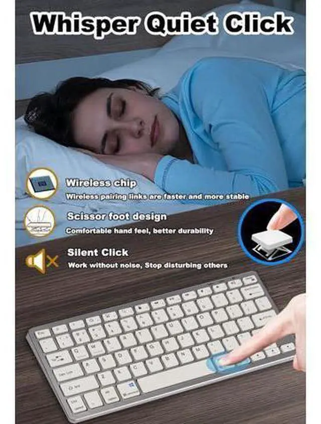 Alt view image 10 of 12 - Wireless Keyboard and Mouse Combo Tri-Mode 2.4G Bluetooth Keyboard Mouse Portable Slim 78 Keys Multi Device Keyboard 1600 DPI Optical Wireless Mouse with USB Receiver for IOS Android Windows Laptop