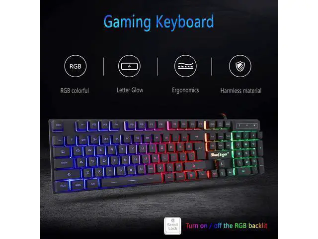 Alt view image 10 of 14 - RGB Gaming Keyboard and Backlit Mouse Combo,BlueFinger USB Wired Backlit Keyboard,LED Gaming Keyboard Mouse Set for Laptop PC Computer Game and Work