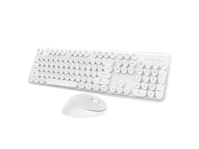 Alt view image 6 of 10 - Wireless Keyboard Mouse Combo, 104 Keys Cute white Keyboard with Number Pad & Mouse for Windows, Computer, PC, Notebook, Laptop (White)