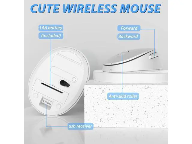Alt view image 8 of 10 - Wireless Keyboard Mouse Combo, 104 Keys Cute white Keyboard with Number Pad & Mouse for Windows, Computer, PC, Notebook, Laptop (White)