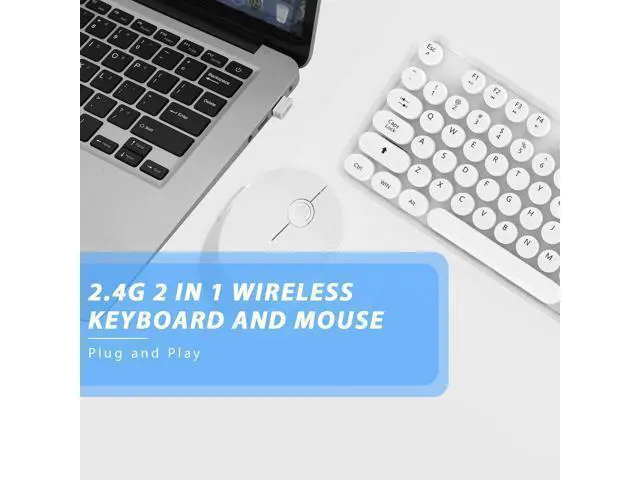 Alt view image 9 of 10 - Wireless Keyboard Mouse Combo, 104 Keys Cute white Keyboard with Number Pad & Mouse for Windows, Computer, PC, Notebook, Laptop (White)