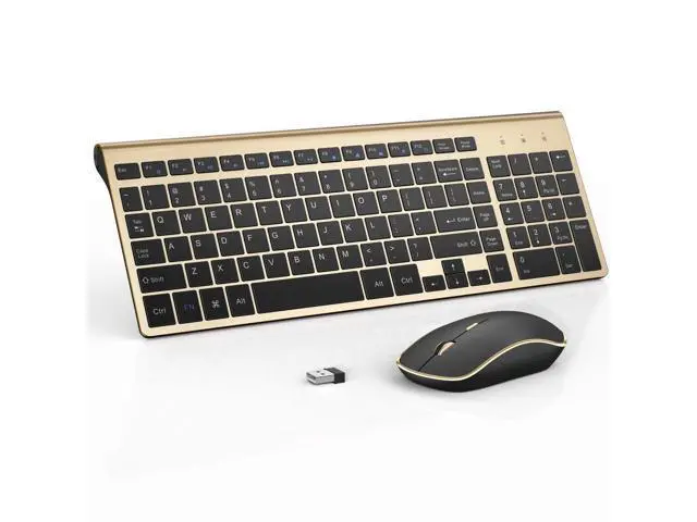 Alt view image 6 of 10 - J JOYACCESS Wireless Keyboard Mouse, Ultra Slim and Compact Computer Cordless Keyboard and Mouse Combo for Laptop, Windows,Desktop, PC-Black Gold