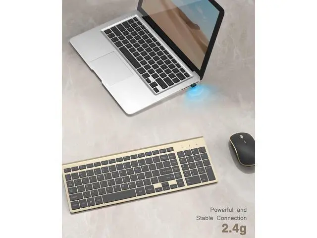 Alt view image 8 of 10 - J JOYACCESS Wireless Keyboard Mouse, Ultra Slim and Compact Computer Cordless Keyboard and Mouse Combo for Laptop, Windows,Desktop, PC-Black Gold