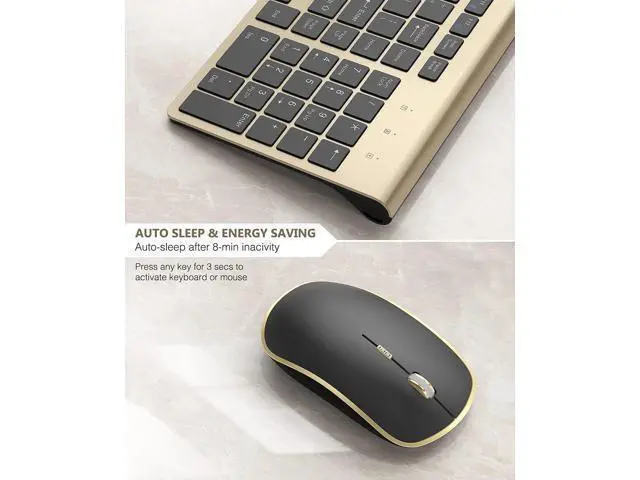 Alt view image 7 of 10 - J JOYACCESS Wireless Keyboard Mouse, Ultra Slim and Compact Computer Cordless Keyboard and Mouse Combo for Laptop, Windows,Desktop, PC-Black Gold