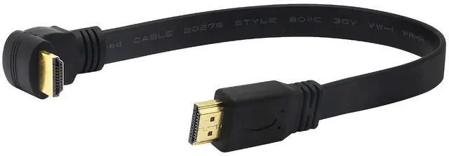 Alt view image 8 of 14 - 1FT Flat Slim High Speed HDMI Cable A Male to 90 Degree Down Angle A Male Cable