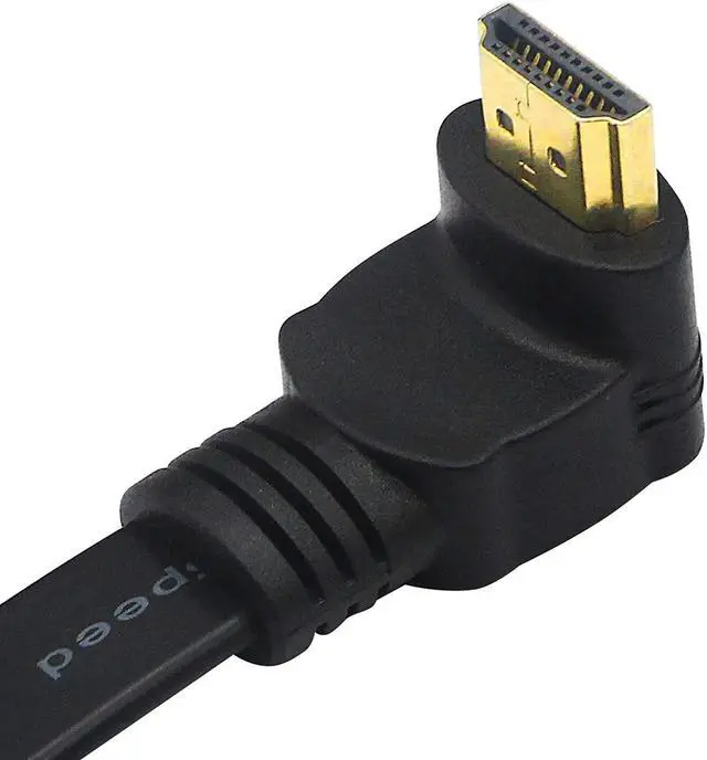 Alt view image 9 of 14 - 1FT Flat Slim High Speed HDMI Cable A Male to 90 Degree Down Angle A Male Cable