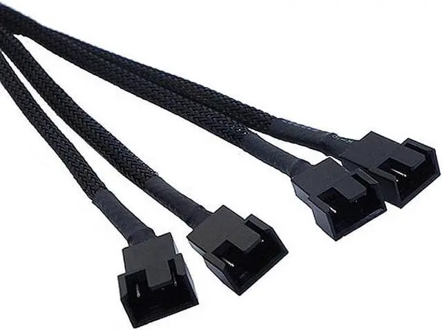 Alt view image 2 of 2 - PWM Fan Splitter Cable Hub 1 to 4 Power Adpater,Motherboard PMW 4-pin Fan Sleeved Braided Y Splitter Internal Power Extension Cable for Computer CPU/Case Fan 1x4 Converter - 10 inches