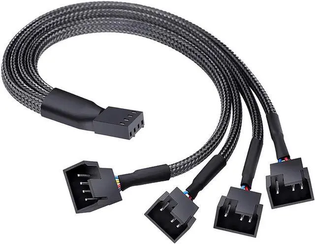 Alt view image 9 of 10 - PWM Fan Splitter Cable Hub 1 to 4 Power Adpater,Motherboard PMW 4-pin Fan Sleeved Braided Y Splitter Internal Power Extension Cable for Computer CPU/Case Fan 1x4 Converter - 10 inches